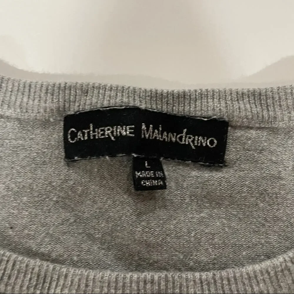 Catherine Malandrino Gray‎ Long Sleeve Crewneck Sweater Size L